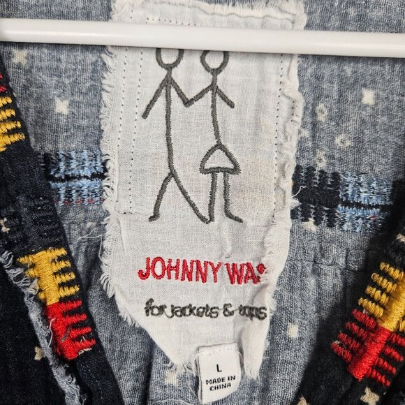 Johnny Was Pete & Greta Nazar Gauze Embroidered Black Blouse Size L - Picture 7 of 8